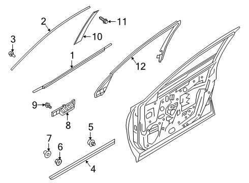 2019 Infiniti QX50 Bracket-Front Door MOULDING Lower,Fr LH Diagram for 808D5-5NA0A