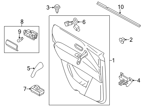 2022 Infiniti QX80 Interior Trim - Rear Door Diagram