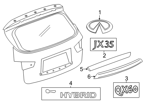 2020 Infiniti QX60 Exterior Trim - Lift Gate Diagram