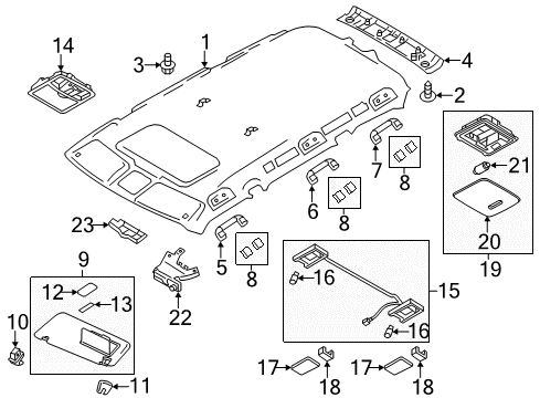 2014 Infiniti QX80 GARNISH Roof Re Diagram for 73966-1LA8D