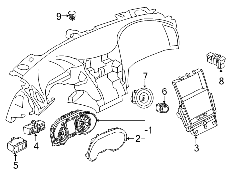 2020 Infiniti Q60 Cluster & Switches, Instrument Panel Diagram 2