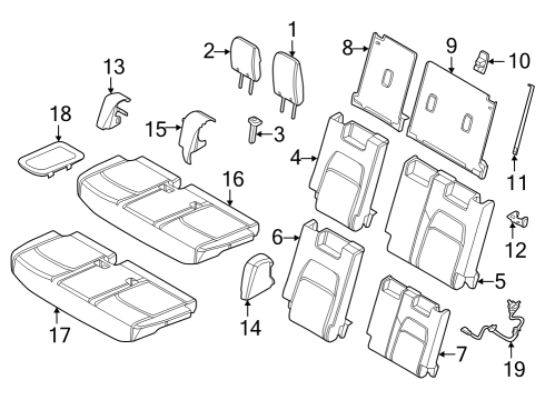 2022 Infiniti QX60 TRIM ASSY-3RD SEAT BACK,LH Diagram for 89670-6SA1B