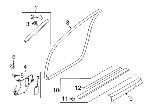 2020 Infiniti Q60 Interior Trim - Pillars, Rocker & Floor Diagram