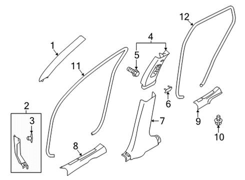 2023 Infiniti QX55 Interior Trim - Pillars Diagram