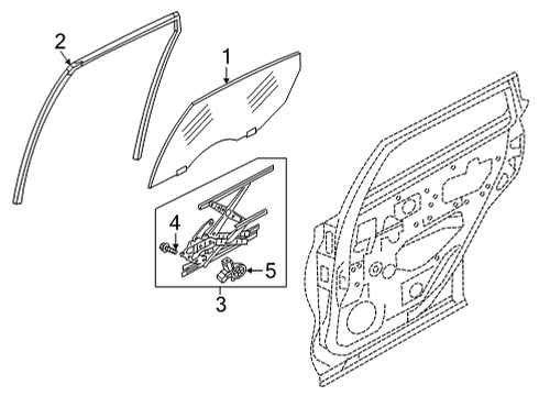 2023 Infiniti QX55 Glass - Rear Door Diagram