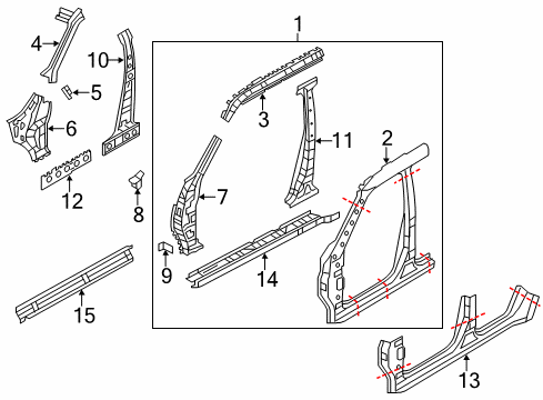 2014 Infiniti QX80 Bracket Assembly Front Fender Diagram for G6290-1DAMA