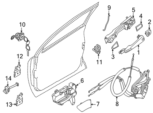 2022 Infiniti QX60 Cylinder Set-Door Lock,LH Diagram for H0601-6RA0B