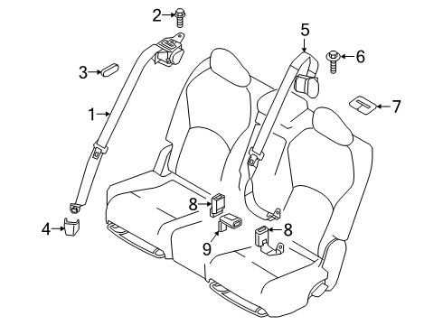 2022 Infiniti QX50 BELT ASSY-BUCKLE,REAR SEAT Diagram for 88842-9MC8B