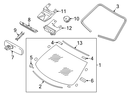 2022 Infiniti Q50 Glass, Reveal Moldings Diagram