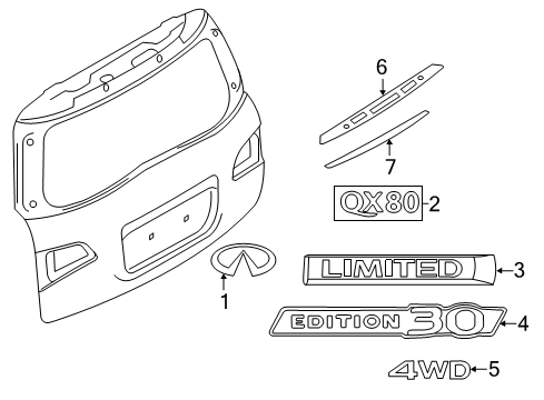 2020 Infiniti QX80 Exterior Trim - Lift Gate Diagram