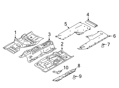 2020 Infiniti Q60 Pillars, Rocker & Floor - Floor & Rails Diagram