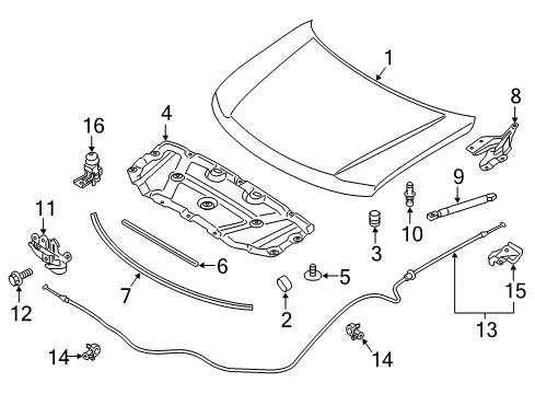 2014 Infiniti QX80 Hood Lock Control Cable Assembly Diagram for 65621-1ZS0A