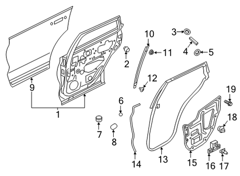 2022 Infiniti QX55 Weatherstrip-Rear Door,RH Diagram for 82830-5VG0A