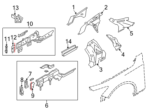 2022 Infiniti Q50 Structural Components & Rails Diagram