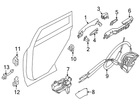 2022 Infiniti QX60 Hinge Assy-Rear Door,Upper LH Diagram for 82401-6RR0A