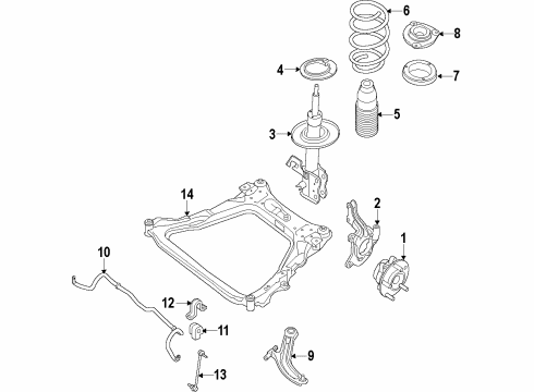 2020 Infiniti QX60 Front Suspension Components, Lower Control Arm, Ride Control, Stabilizer Bar Diagram 2