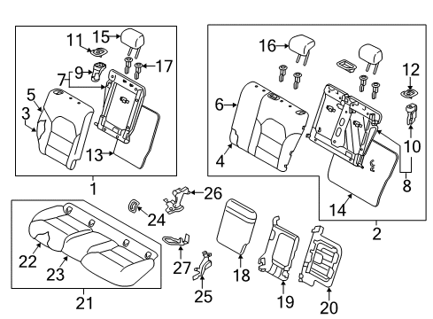 2018 Infiniti QX30 Striker Assy-Rear Seat,LH Diagram for 88692-5DA2B