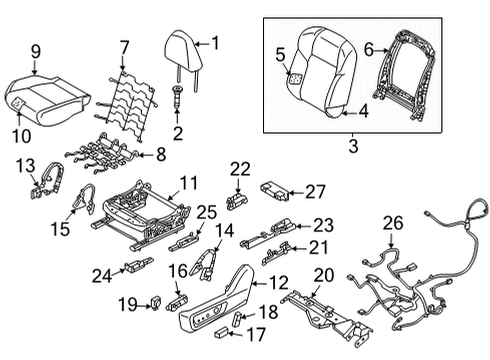 2022 Infiniti QX60 HOLDER ASSY-HEADREST,LOCK Diagram for 87602-6CA0A