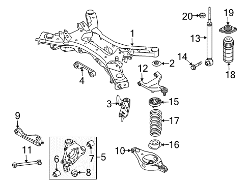 2020 Infiniti QX60 Rear Suspension, Lower Control Arm, Upper Control Arm, Ride Control, Stabilizer Bar, Suspension Components Diagram 3