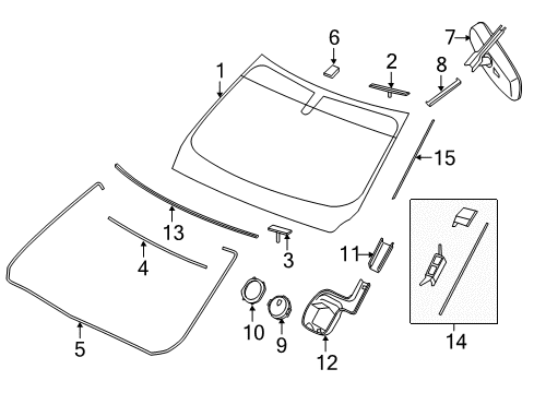 2020 Infiniti QX60 Windshield Glass, Reveal Moldings Diagram