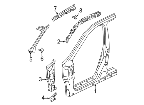 2023 Infiniti QX55 Aperture Panel, Hinge Pillar Diagram