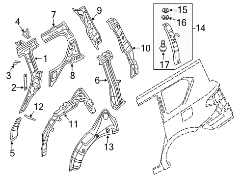 2020 Infiniti QX80 Inner Structure - Quarter Panel Diagram