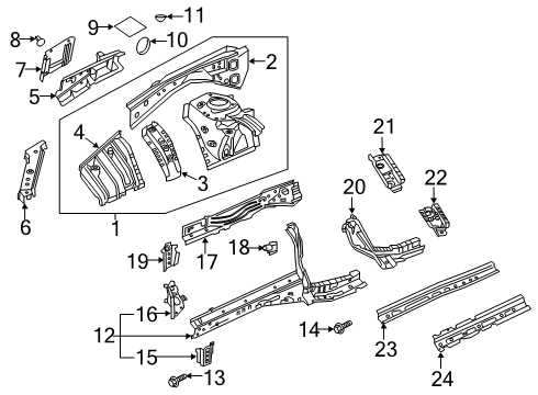 2020 Infiniti QX50 Structural Components & Rails Diagram