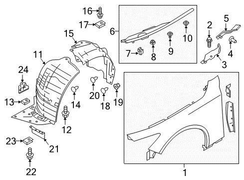 2020 Infiniti Q60 Fender & Components Diagram