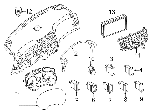 2020 Infiniti QX60 Cluster & Switches, Instrument Panel Diagram 2