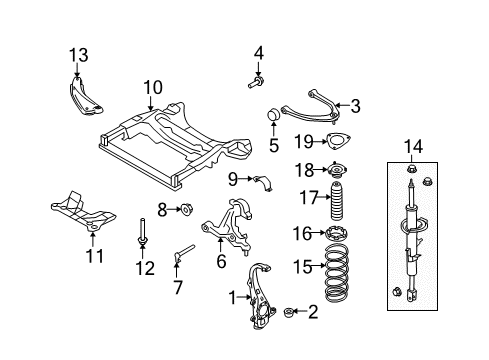 2014 Infiniti Q60 Insulator Assy Shock Absorber Diagram for 54320-1CA1D