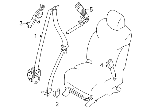 2022 Infiniti QX80 BELT ASSY-OUTER,PRETENSIONER FRONT RH Diagram for 86888-6JL0A