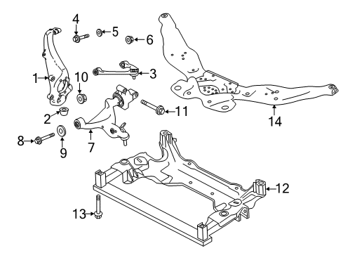 2022 Infiniti Q50 Front Suspension, Lower Control Arm, Upper Control Arm, Stabilizer Bar, Suspension Components Diagram 1