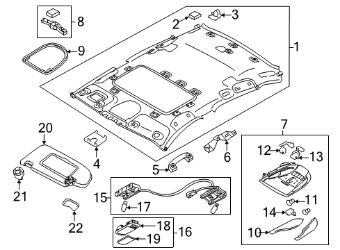 2019 Infiniti Q70 Headlining Assy Diagram for 73910-5UV6A