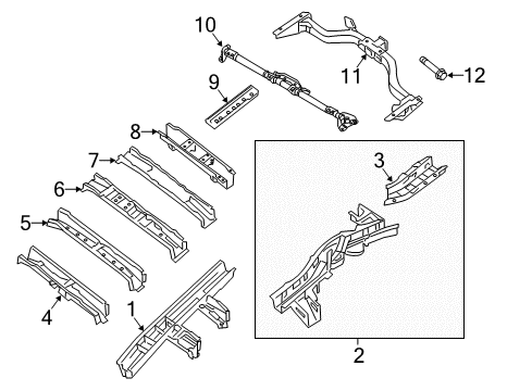 2020 Infiniti QX60 Trailer Hitch Components, Floor Side Members Diagram