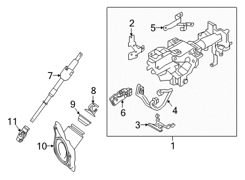 2020 Infiniti Q60 Steering Column & Wheel, Steering Gear & Linkage Diagram 4