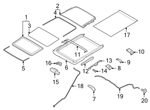 2022 Infiniti QX60 Switch Sunroof Diagram for 25450-6SA0B