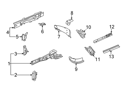 2023 Infiniti QX55 Structural Components & Rails Diagram 1