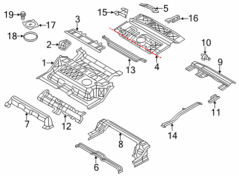 2022 Infiniti QX80 Rear Floor & Rails Diagram