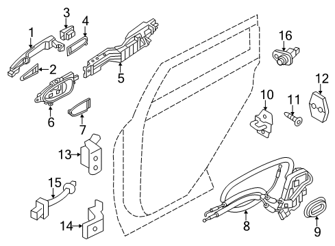 2020 Infiniti QX80 Rear Door - Lock & Hardware Diagram