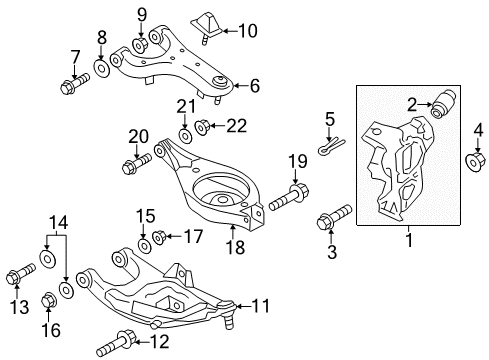 2021 Infiniti QX80 Rear Suspension, Lower Control Arm, Upper Control Arm, Ride Control, Stabilizer Bar, Suspension Components Diagram 3