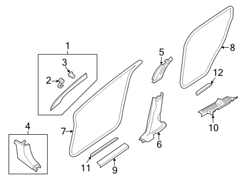 2023 Infiniti QX60 Interior Trim - Pillars Diagram