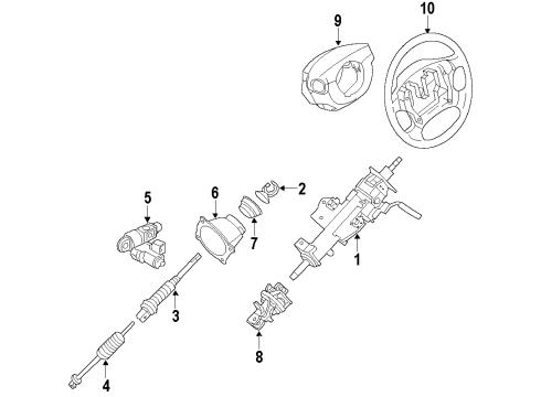 2021 Infiniti QX80 Steering Column & Wheel, Steering Gear & Linkage Diagram 1