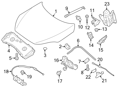 2022 Infiniti QX55 Hood & Components Diagram