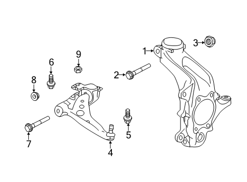 2021 Infiniti QX50 Front Suspension Components, Lower Control Arm, Stabilizer Bar Diagram 1