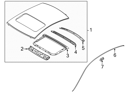 2022 Infiniti Q50 Roof & Components, Exterior Trim Diagram