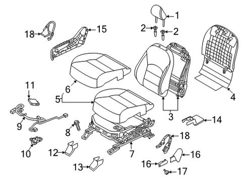 2022 Infiniti QX50 TRIM & PAD ASSY-CUSHION,FRONT SEAT Diagram for 87310-9CM4A