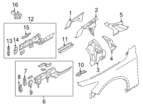 2020 Infiniti Q60 Structural Components & Rails Diagram