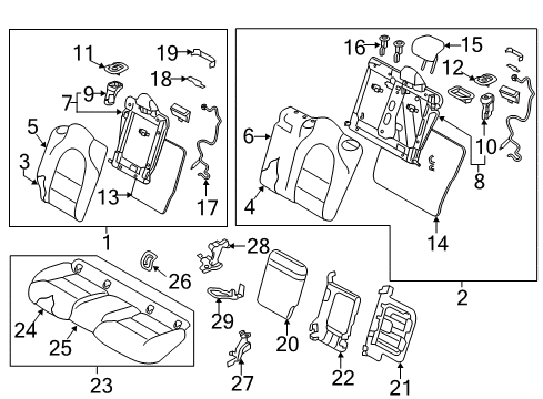 2017 Infiniti QX30 Back Assy-Rear Seat Diagram for 88600-HW01D