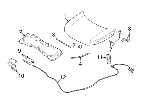 2022 Infiniti QX60 CABLE ASSY-HOOD LOCK CONTROL Diagram for 65621-6TA0A