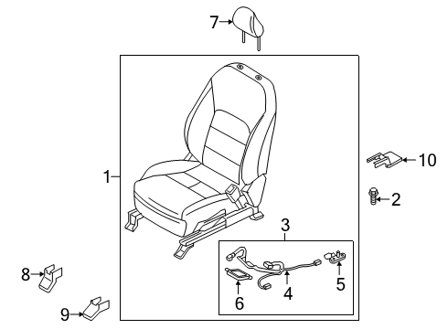 2019 Infiniti QX50 Seat Assembly-Front, RH Diagram for 87000-5NB3B